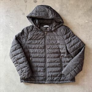 REISS Hybrid Quilted Full Zip Puffer Down Jacket Women’s Large Black Hooded